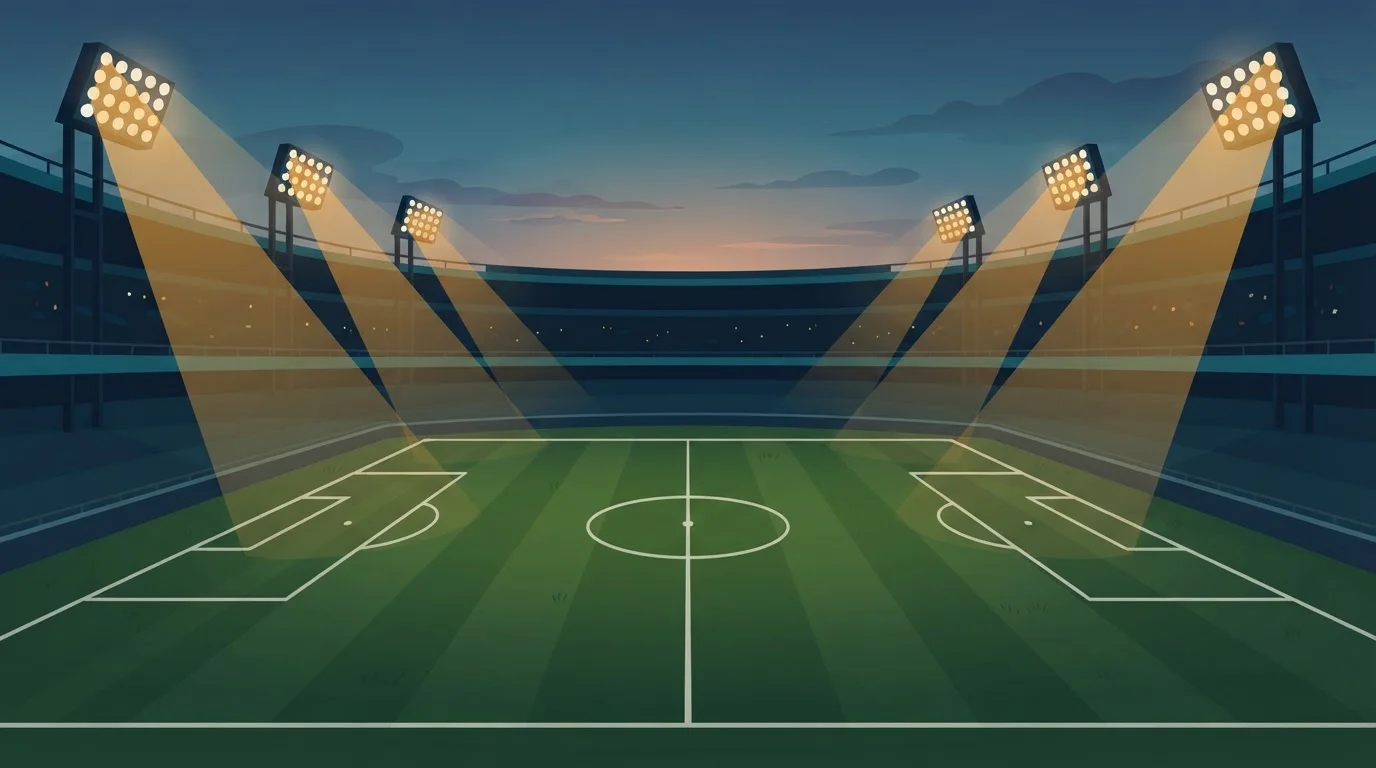 Flutlicht über einem Fußballstadion