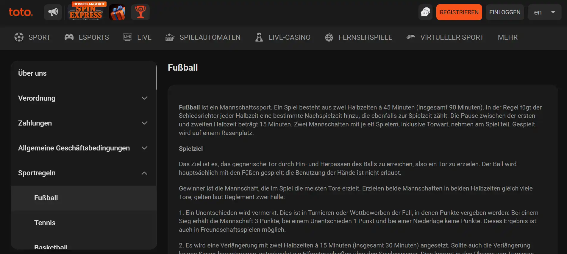 Fragen und Antworten auf der Hilfeseite von TotoGaming