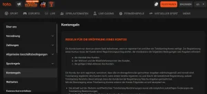 Informationsseite von TotoGaming zur Selbstsperre